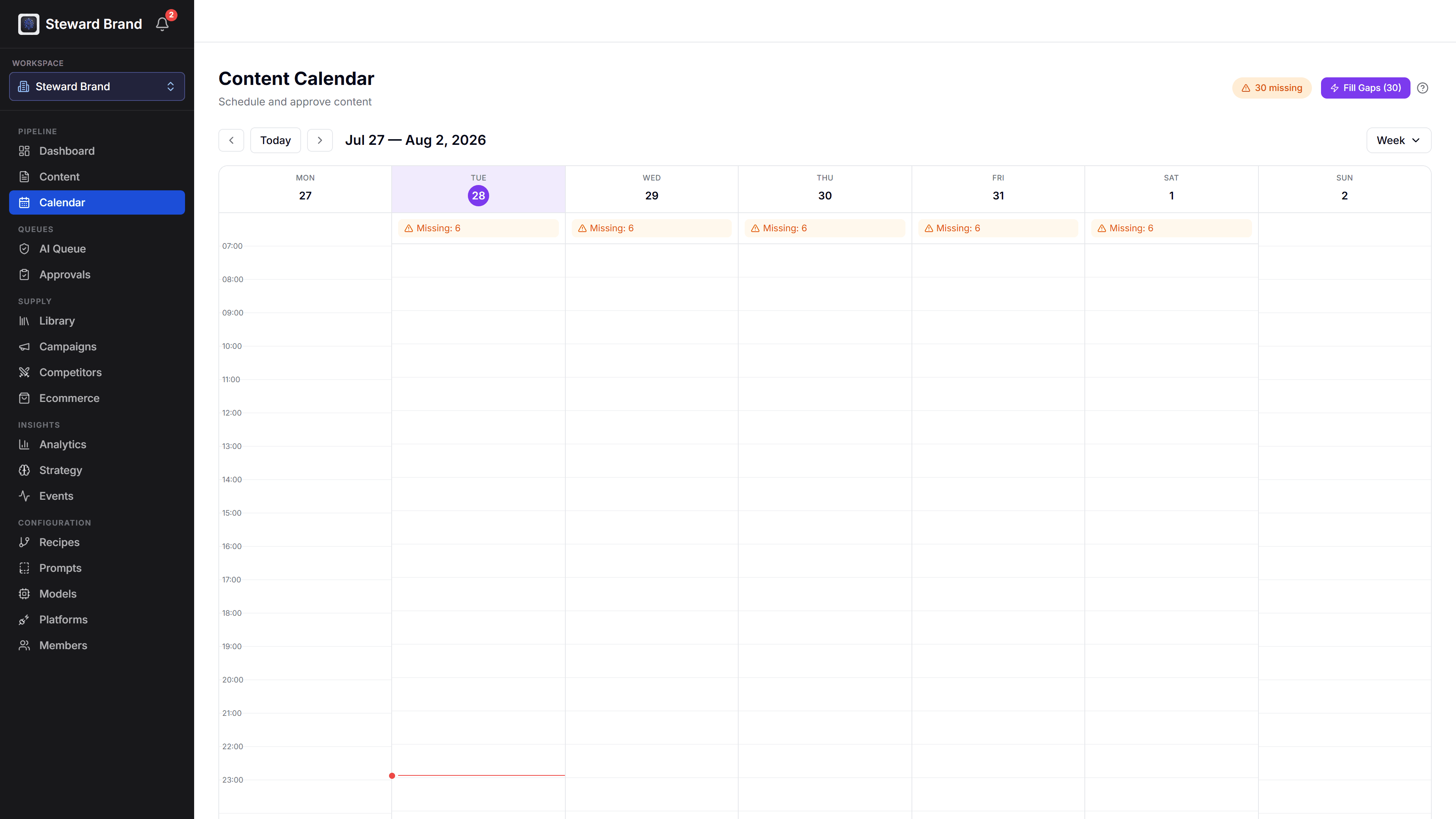 The content calendar